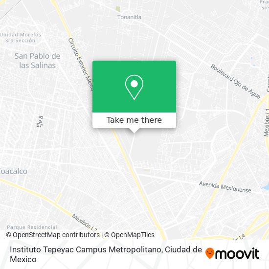 Mapa de Instituto Tepeyac Campus Metropolitano