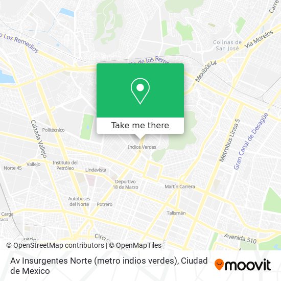 Mapa de Av Insurgentes Norte (metro indios verdes)