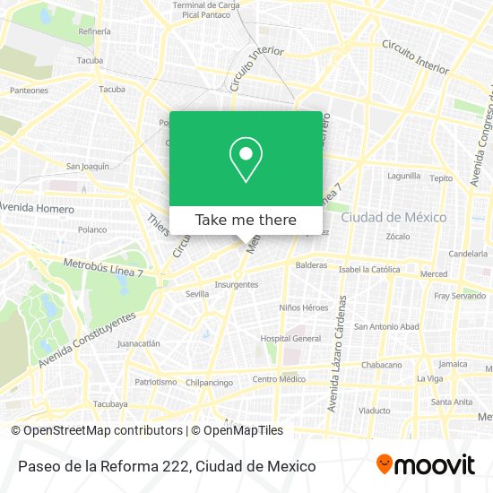 Paseo de la Reforma 222 map