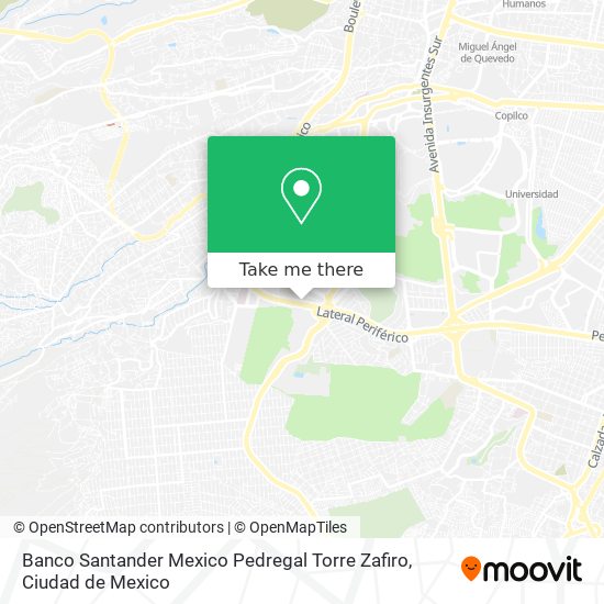 Banco Santander Mexico Pedregal Torre Zafiro map