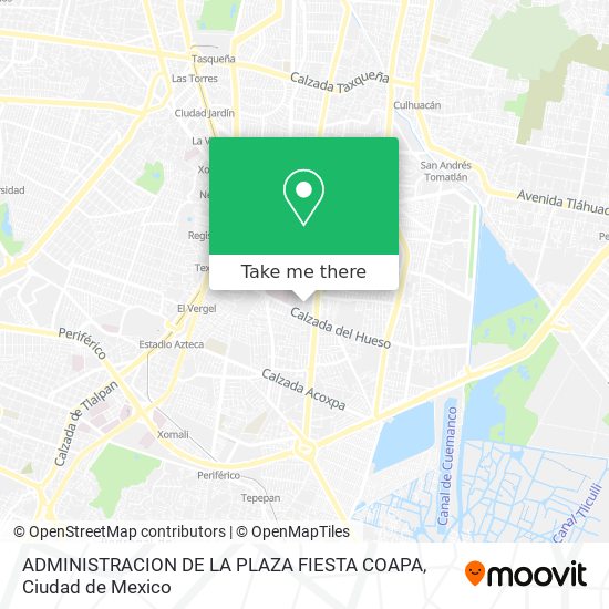 Mapa de ADMINISTRACION DE LA PLAZA FIESTA COAPA