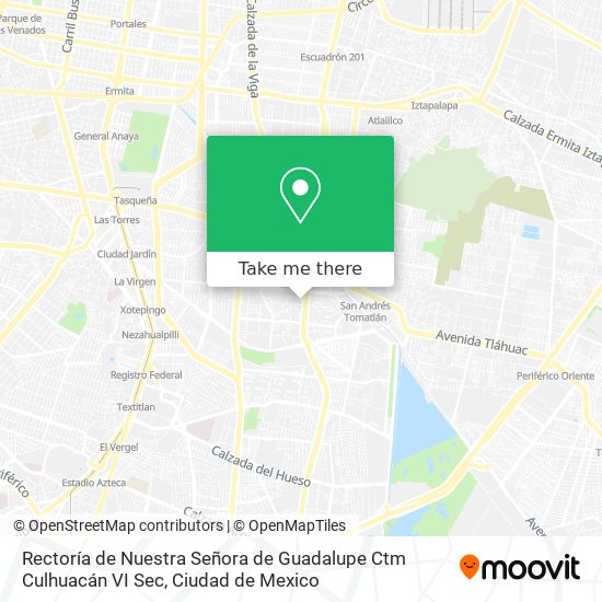 Rectoría de Nuestra Señora de Guadalupe Ctm Culhuacán VI Sec map