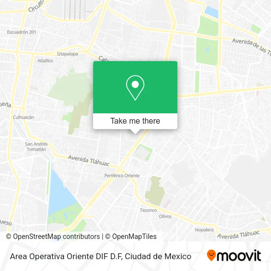 Mapa de Area Operativa Oriente DIF D.F