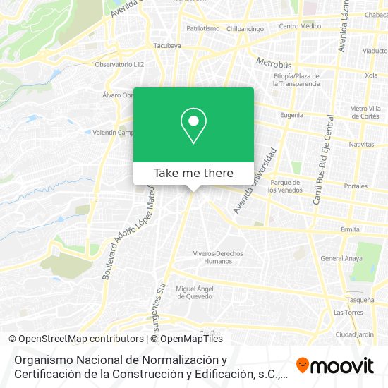 Organismo Nacional de Normalización y Certificación de la Construcción y Edificación, s.C. map