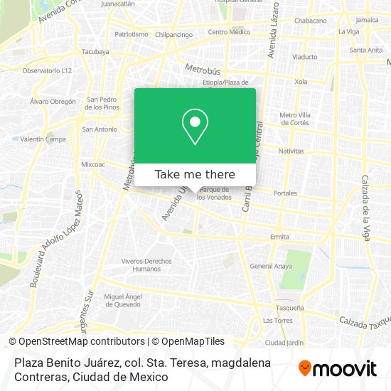 Plaza Benito Juárez, col. Sta. Teresa, magdalena Contreras map