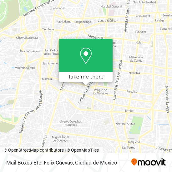 Mapa de Mail Boxes Etc. Felix Cuevas