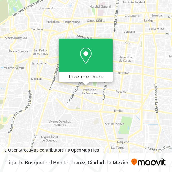 How to get to Liga de Basquetbol Benito Juarez in Miguel Hidalgo by Bus or  Metro?