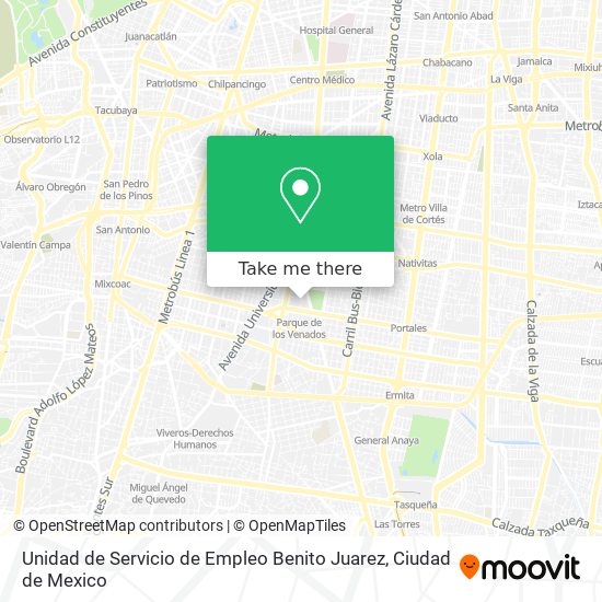 Unidad de Servicio de Empleo Benito Juarez map