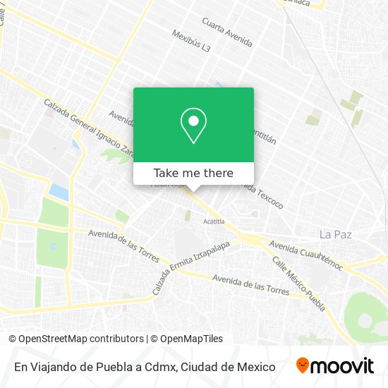 En Viajando de Puebla a Cdmx map