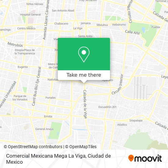 Mapa de Comercial Mexicana Mega La Viga