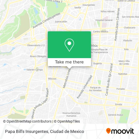 Mapa de Papa Bill's Insurgentes