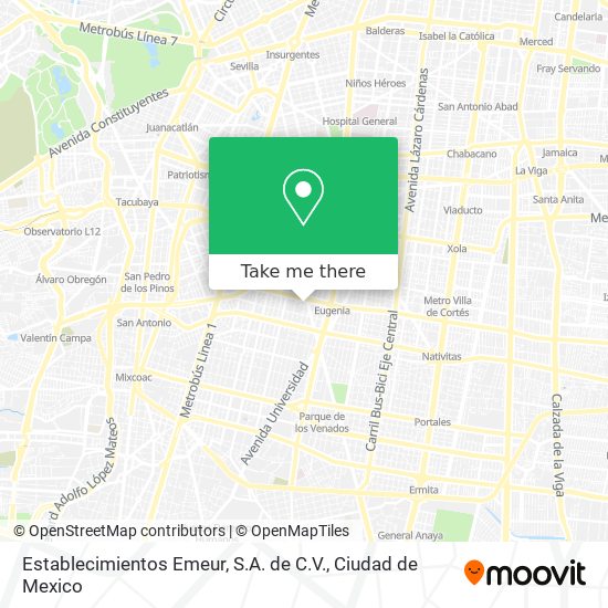 Mapa de Establecimientos Emeur, S.A. de C.V.
