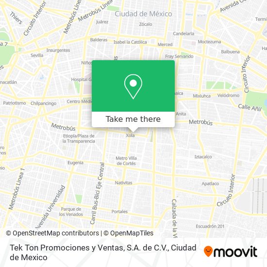 Mapa de Tek Ton Promociones y Ventas, S.A. de C.V.