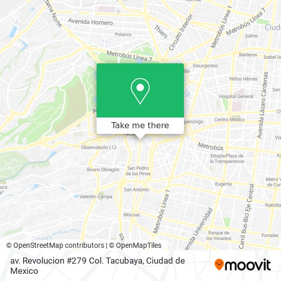 av. Revolucion #279 Col. Tacubaya map