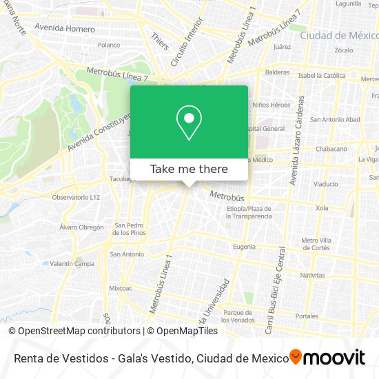 Mapa de Renta de Vestidos - Gala's Vestido