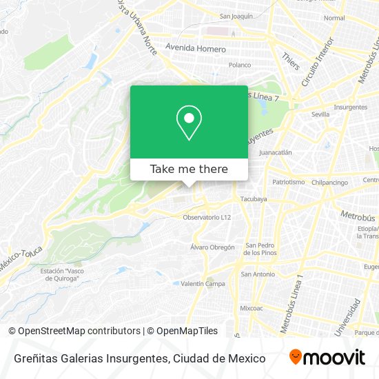 Greñitas Galerias Insurgentes map