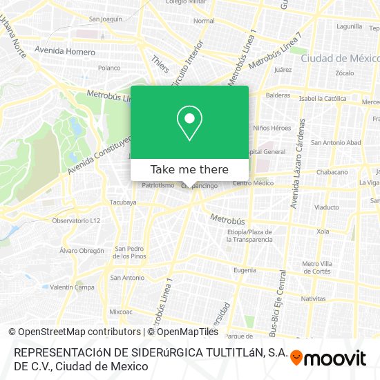 Mapa de REPRESENTACIóN DE SIDERúRGICA TULTITLáN, S.A. DE C.V.