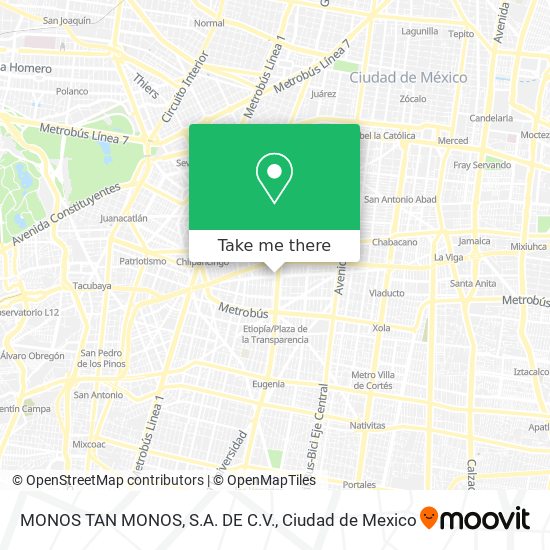 MONOS TAN MONOS, S.A. DE C.V. map