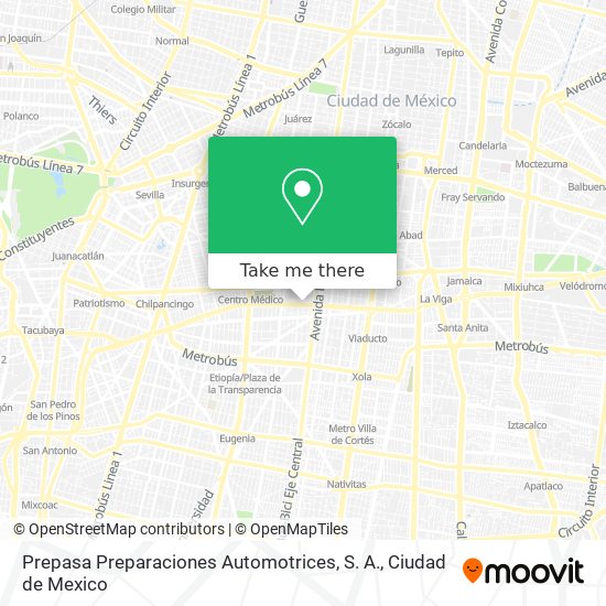 Mapa de Prepasa Preparaciones Automotrices, S. A.