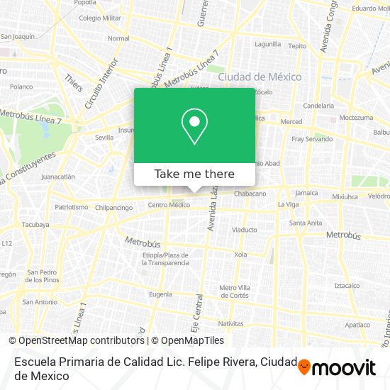 Mapa de Escuela Primaria de Calidad Lic. Felipe Rivera