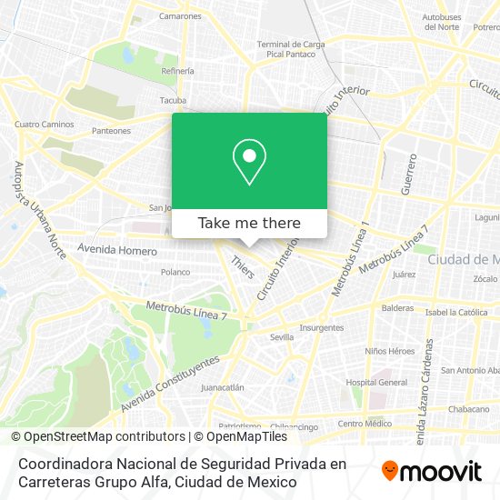 Mapa de Coordinadora Nacional de Seguridad Privada en Carreteras Grupo Alfa