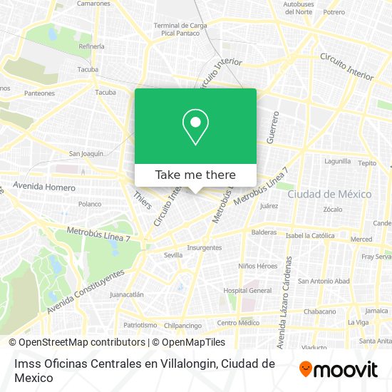 Mapa de Imss Oficinas Centrales en Villalongin