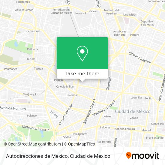 Mapa de Autodirecciones de Mexico