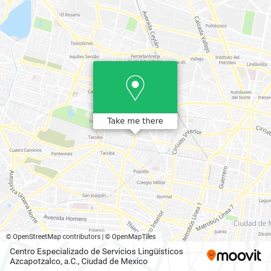 Mapa de Centro Especializado de Servicios Lingüísticos Azcapotzalco, a.C.