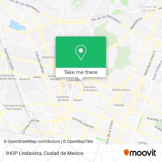 IHOP Lindavista map