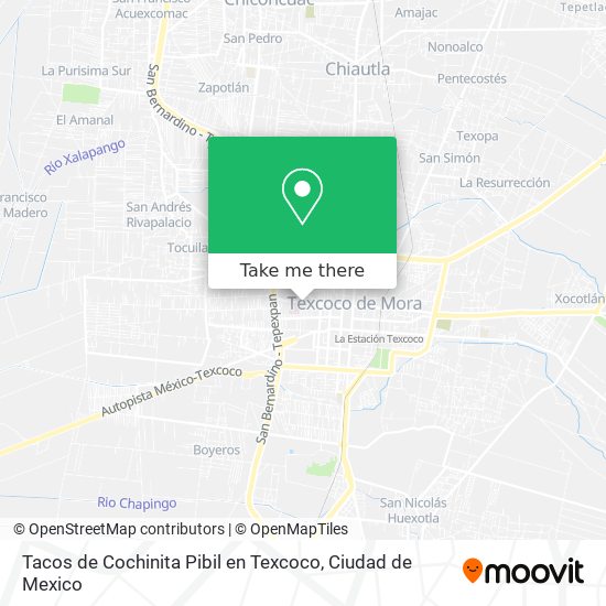 Mapa de Tacos de Cochinita Pibil en Texcoco