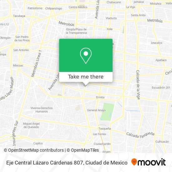 Mapa de Eje Central Lázaro Cárdenas 807