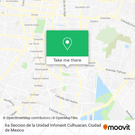 6a Seccion de la Unidad Infonavit Culhuacan map