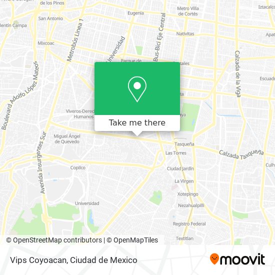 Vips Coyoacan map