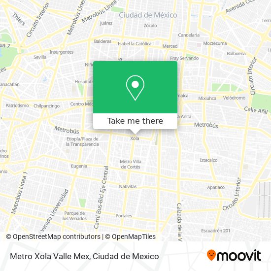 Mapa de Metro Xola Valle Mex