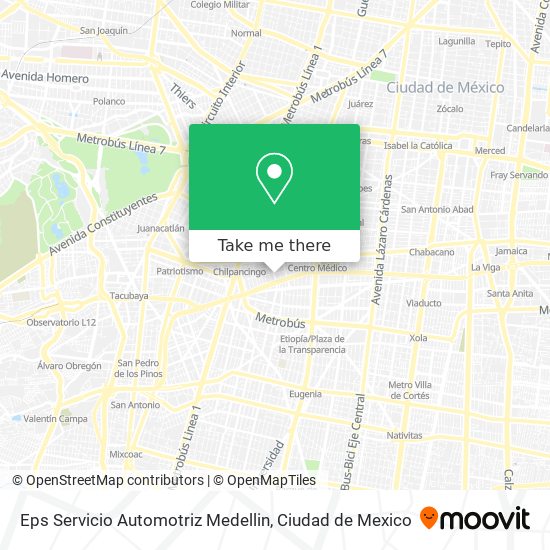 Mapa de Eps Servicio Automotriz Medellin