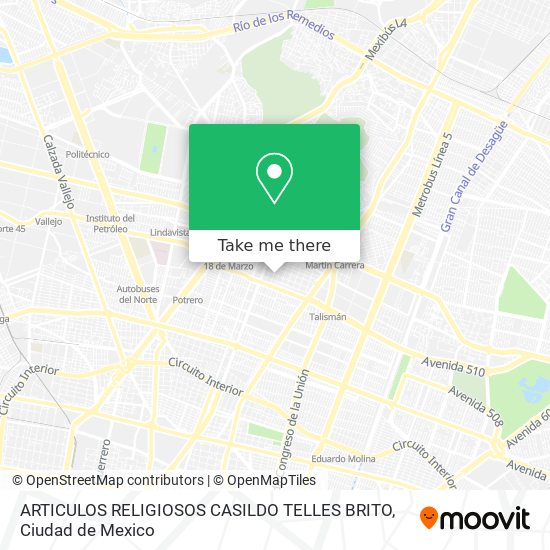 Mapa de ARTICULOS RELIGIOSOS CASILDO TELLES BRITO