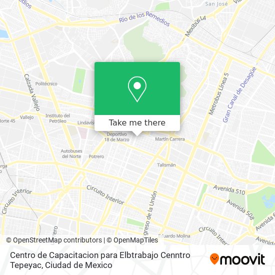 Centro de Capacitacion para Elbtrabajo Cenntro Tepeyac map