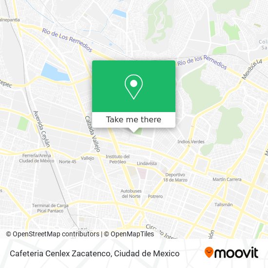 Mapa de Cafeteria Cenlex Zacatenco