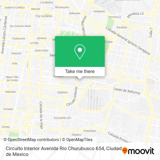 Mapa de Circuito Interior Avenida Río Churubusco 654