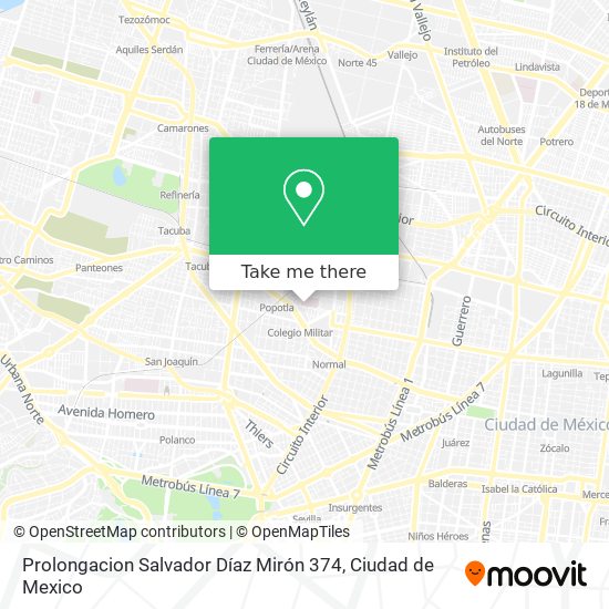 Prolongacion Salvador Díaz Mirón 374 map