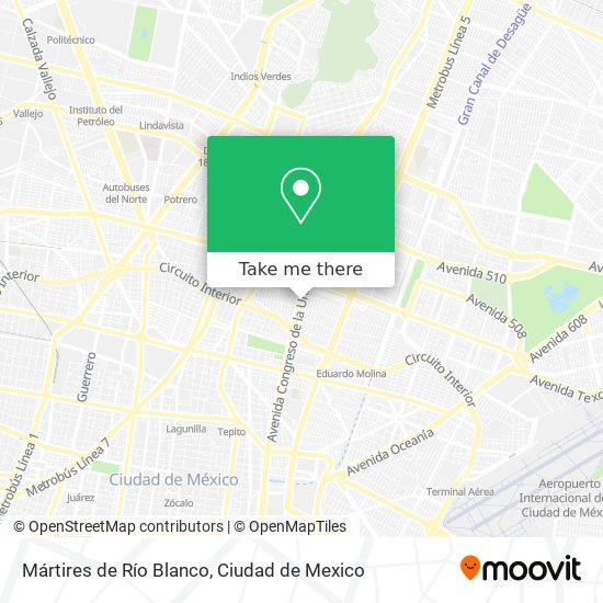 Mapa de Mártires de Río Blanco