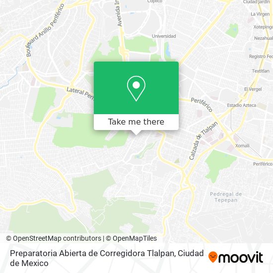 Mapa de Preparatoria Abierta de Corregidora Tlalpan