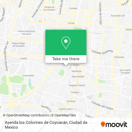 Mapa de Ayenda los Colorines de Coyoacán