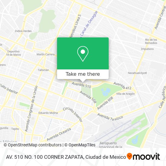 AV. 510 NO. 100 CORNER ZAPATA map