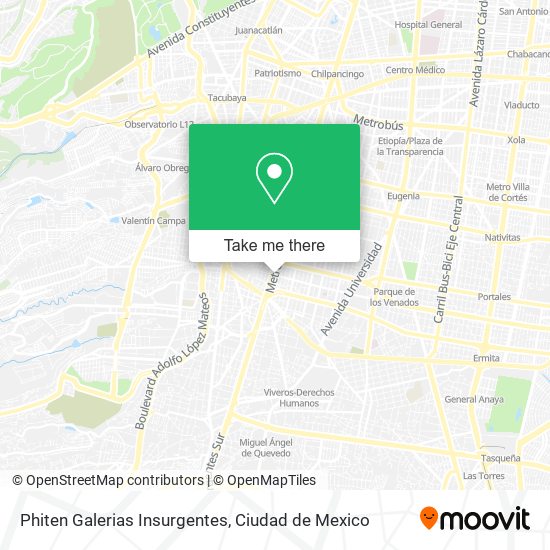 Phiten Galerias Insurgentes map