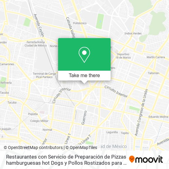 Restaurantes con Servicio de Preparación de Pizzas hamburguesas hot Dogs y Pollos Rostizados para L map
