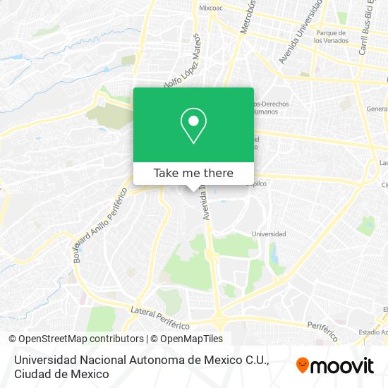Universidad Nacional Autonoma de Mexico C.U. map