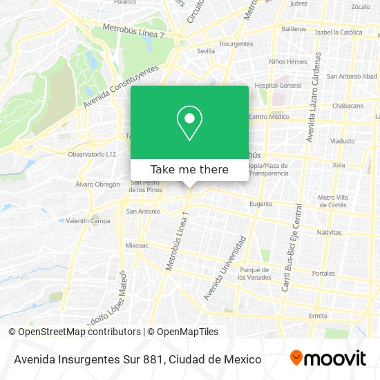 Avenida Insurgentes Sur 881 map