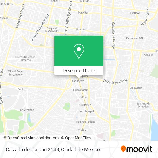 How to get to Calzada de Tlalpan 2148 in Benito Juárez by Bus or Metro?