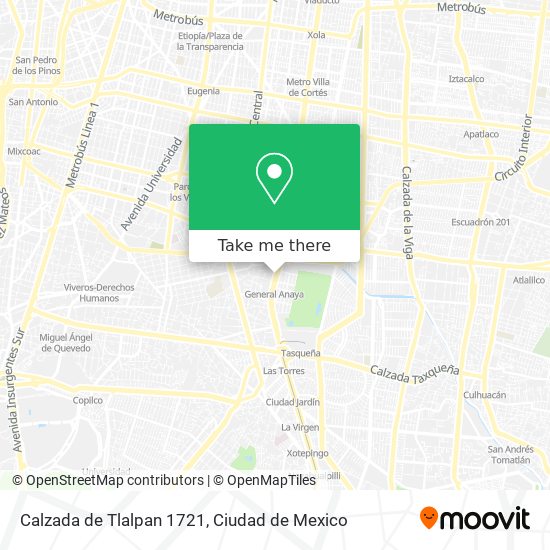 Mapa de Calzada de Tlalpan 1721